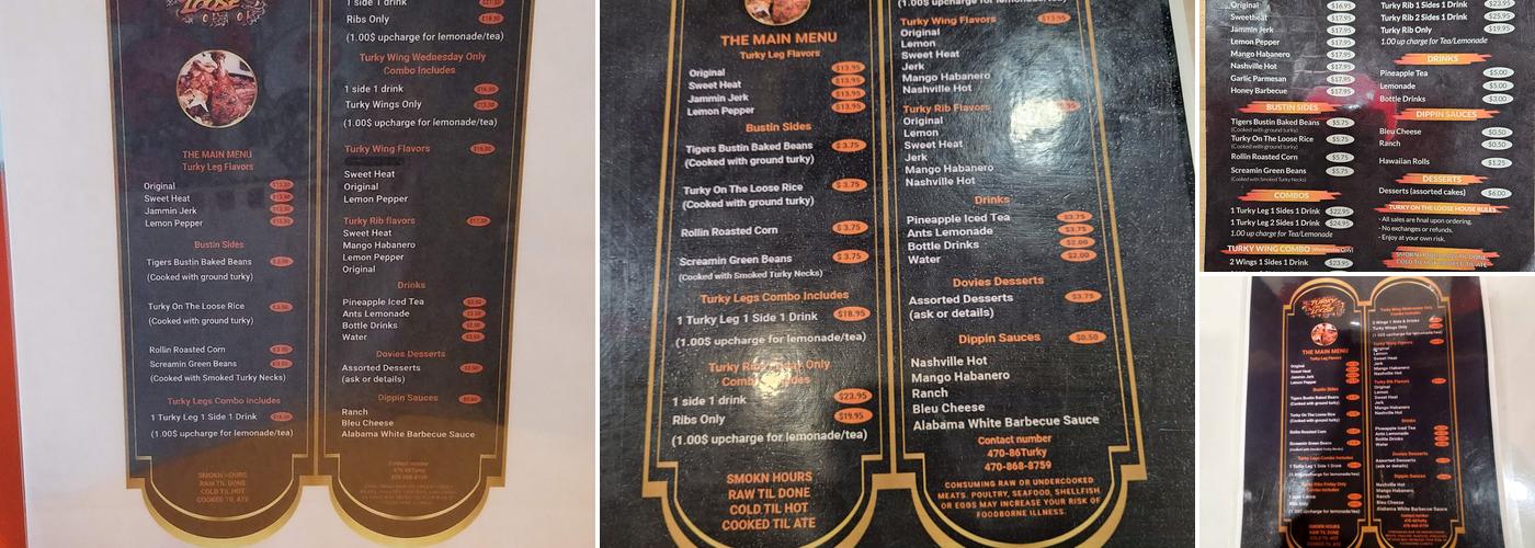 Turky On The Loose Menu