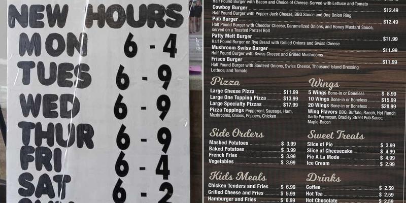 Bradley Street Café Menu