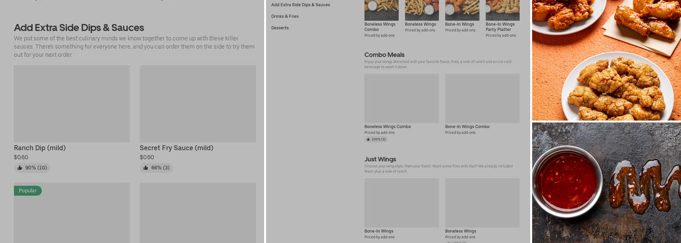 It's Just Wings Menu