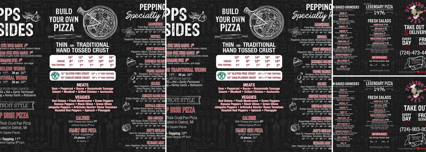 Peppino's Pizza Menu