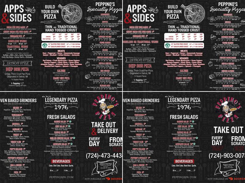 Peppino's Pizza Menu