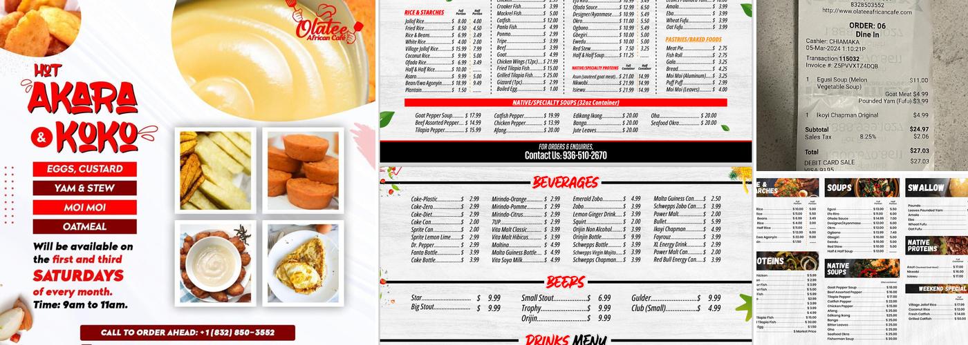 OlaTee African Cafe Menu