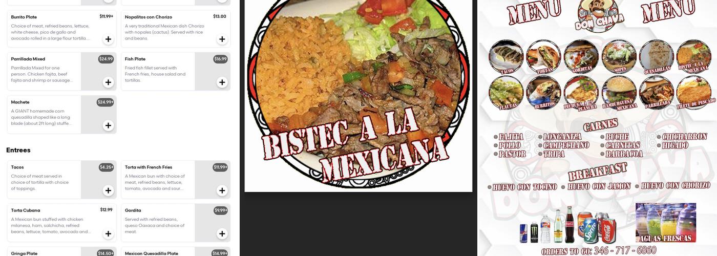 Tacos Don Chava Menu