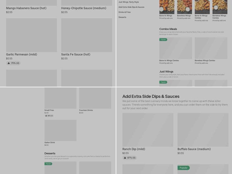 It's Just Wings Menu