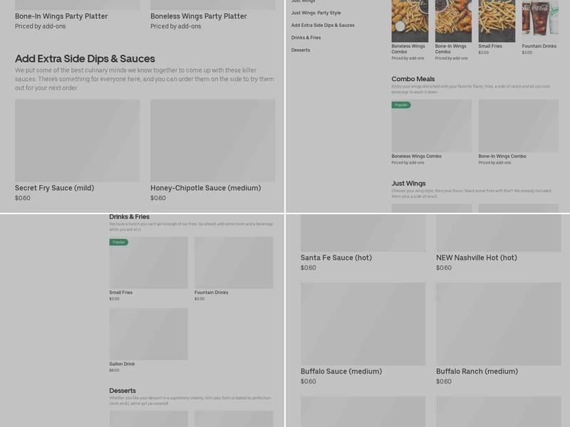 It's Just Wings Menu