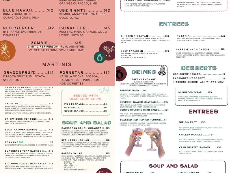 Cavort Libations & Bites Menu