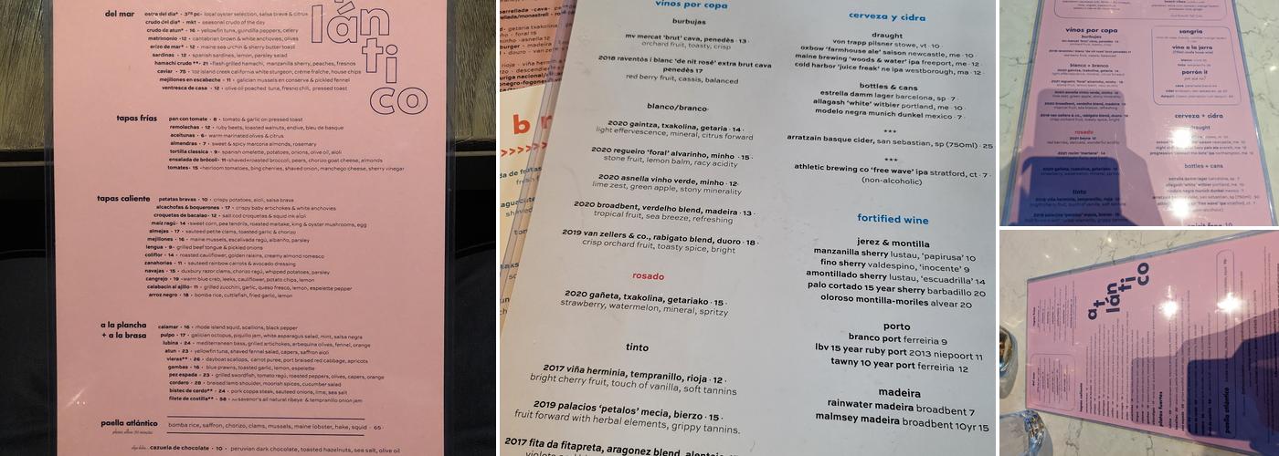 Atlántico Menu