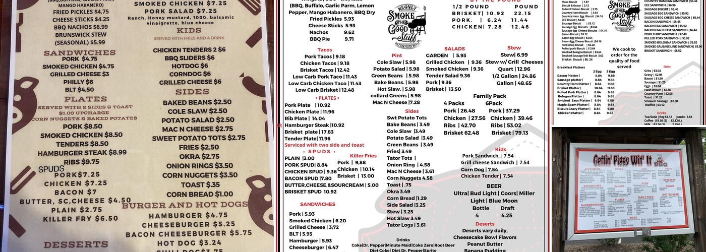 Gettin piggy wit it bbq Menu