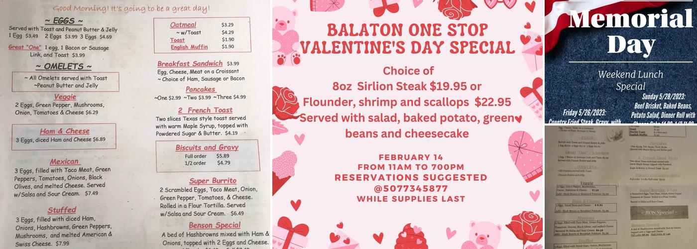 Balaton one stop Menu