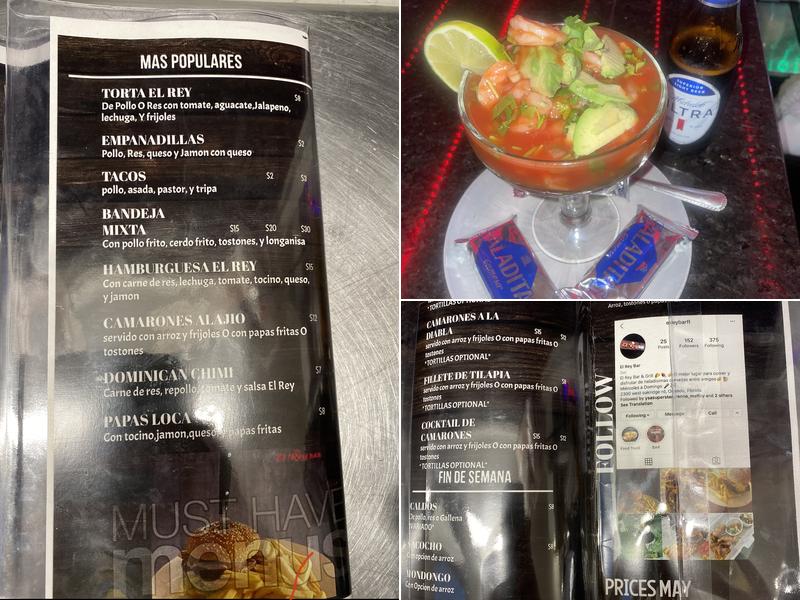 El Rey monte Bar Menu