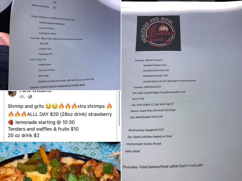 A Southern Touch Soulfood and More Menu