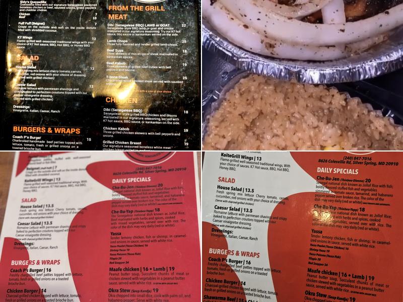 Koité Grill Menu