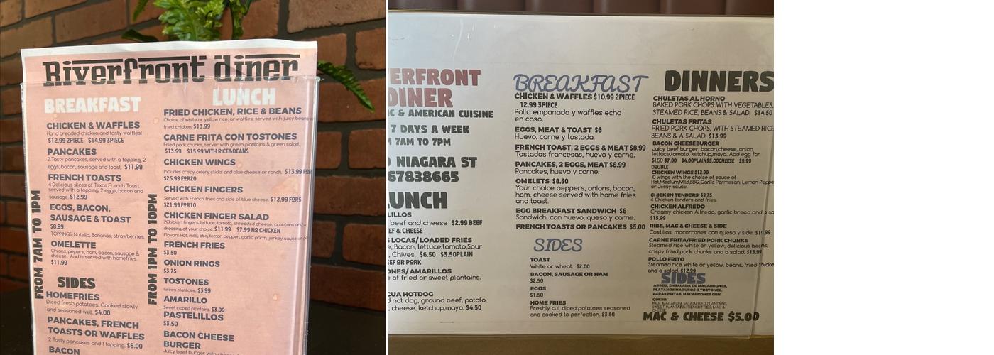 Riverfront Diner Menu