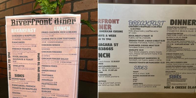 Riverfront Diner Menu