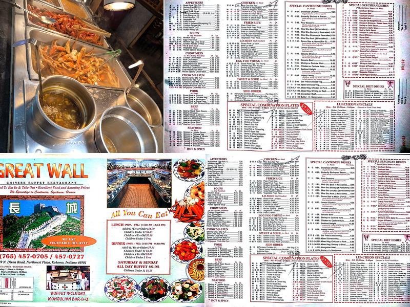 Great Wall Buffet Menu