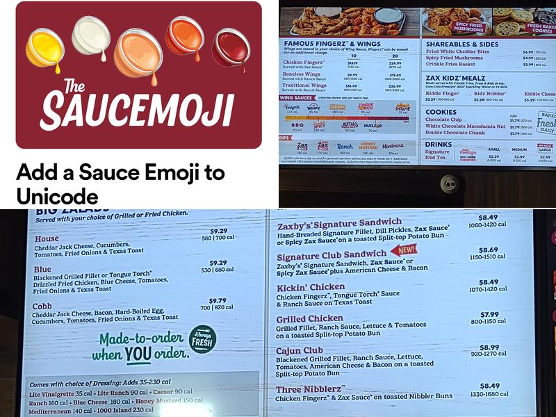 Zaxby's Chicken Fingers & Buffalo Wings Menu