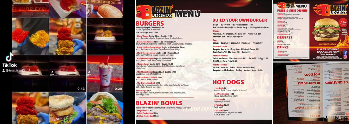 Blazin' Burgerz Menu