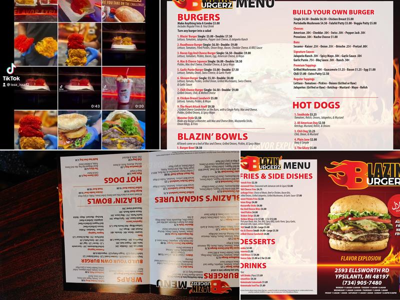 Blazin' Burgerz Menu