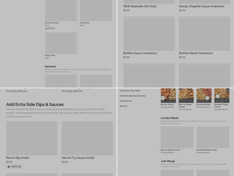 It's Just Wings Menu