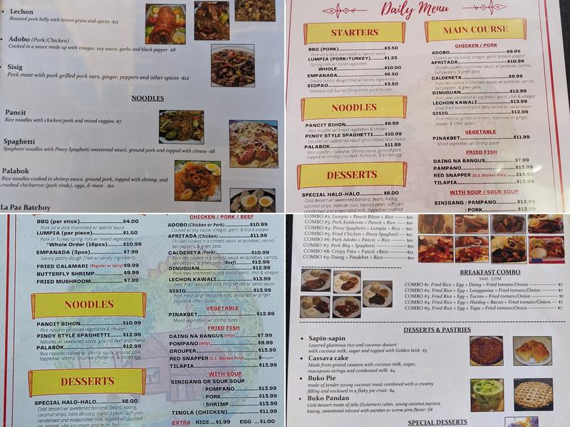 Sarah's Kitchen Menu