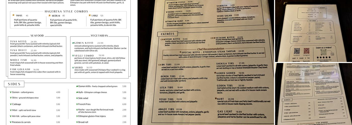 Yeshi Kitfo Menu