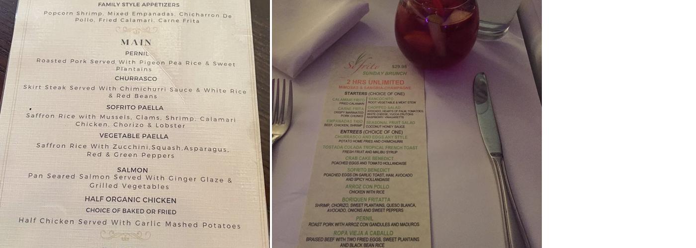 Sofrito Menu