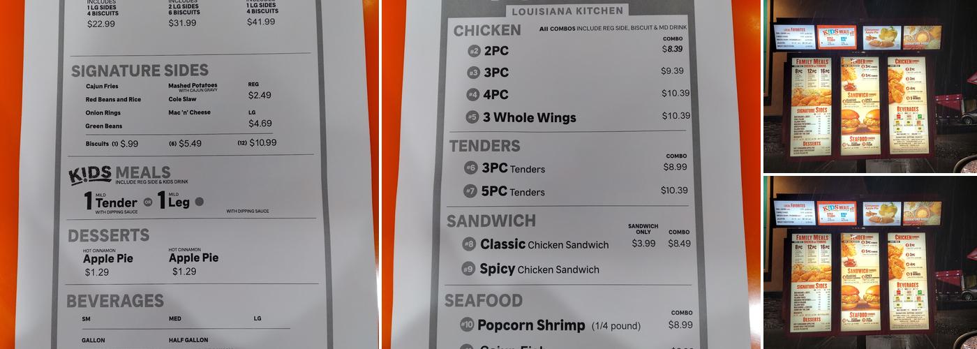 Popeyes Louisiana Kitchen Menu