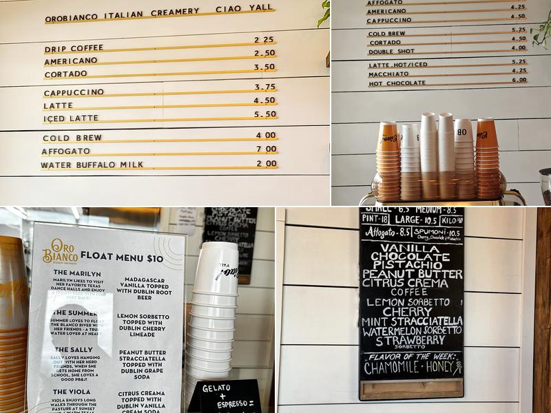 OroBianco Italian Creamery - Blanco Menu