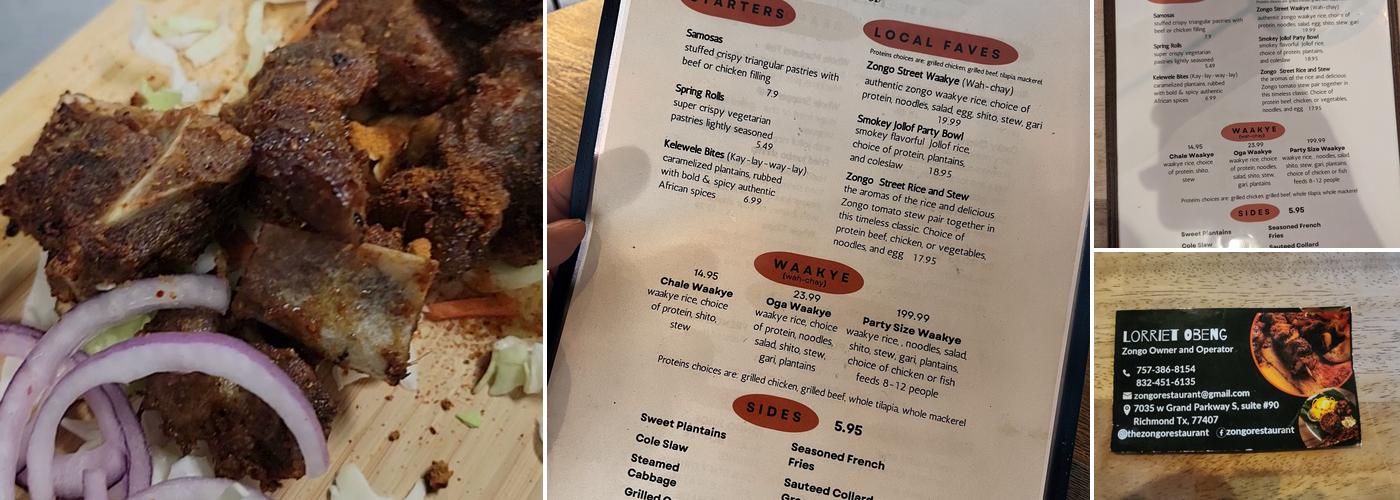 Zongo Menu