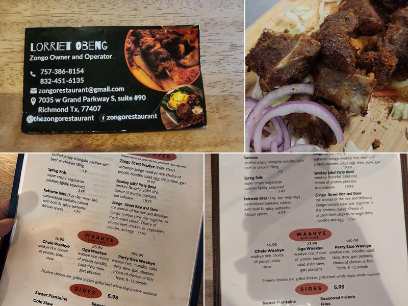 Zongo Menu
