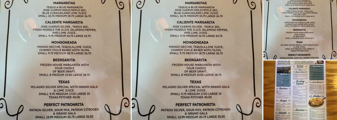 Tequilas Mexican Bar & Grill Menu