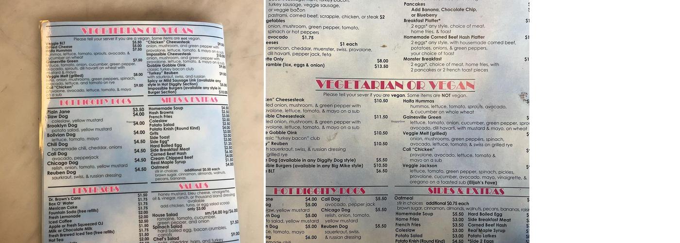 soops ice cream Menu