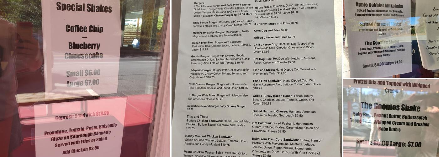 Columbia Frosty Menu