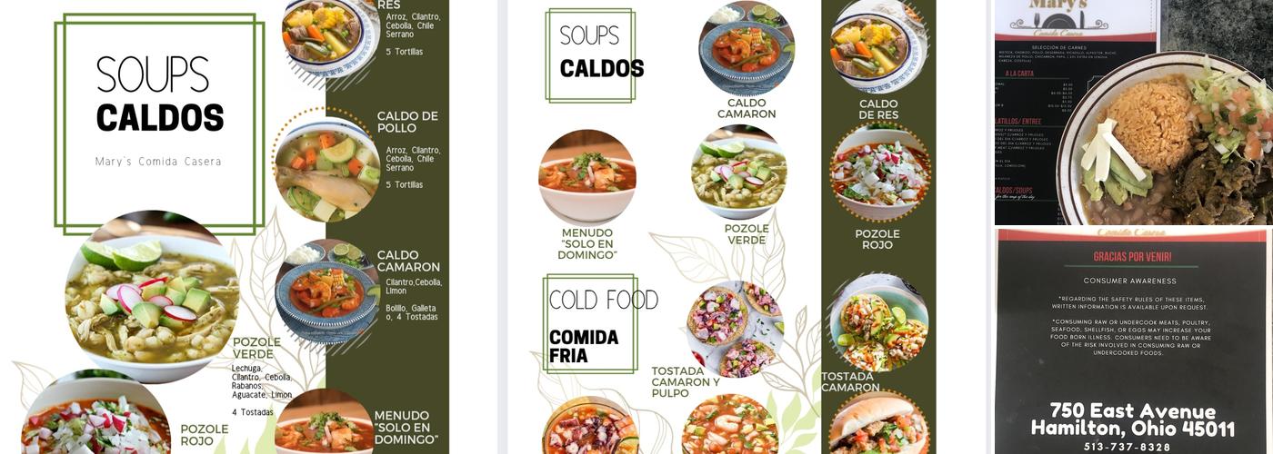 Mary's Comida Casera Menu