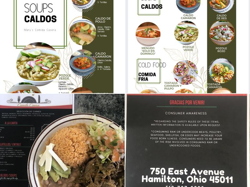 Mary's Comida Casera Menu