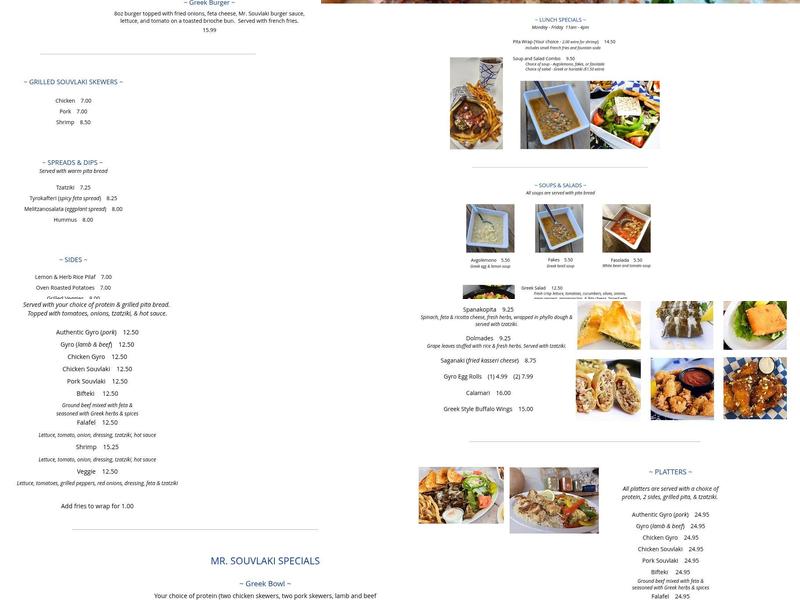 Mr. Souvlaki Menu