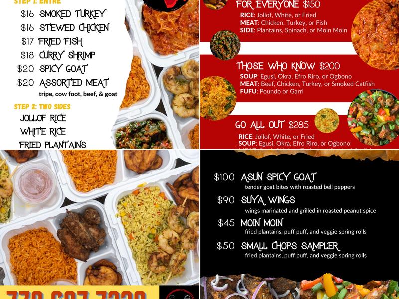 Bubbles African Kitchen Menu