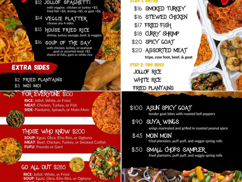 Bubbles African Kitchen Menu