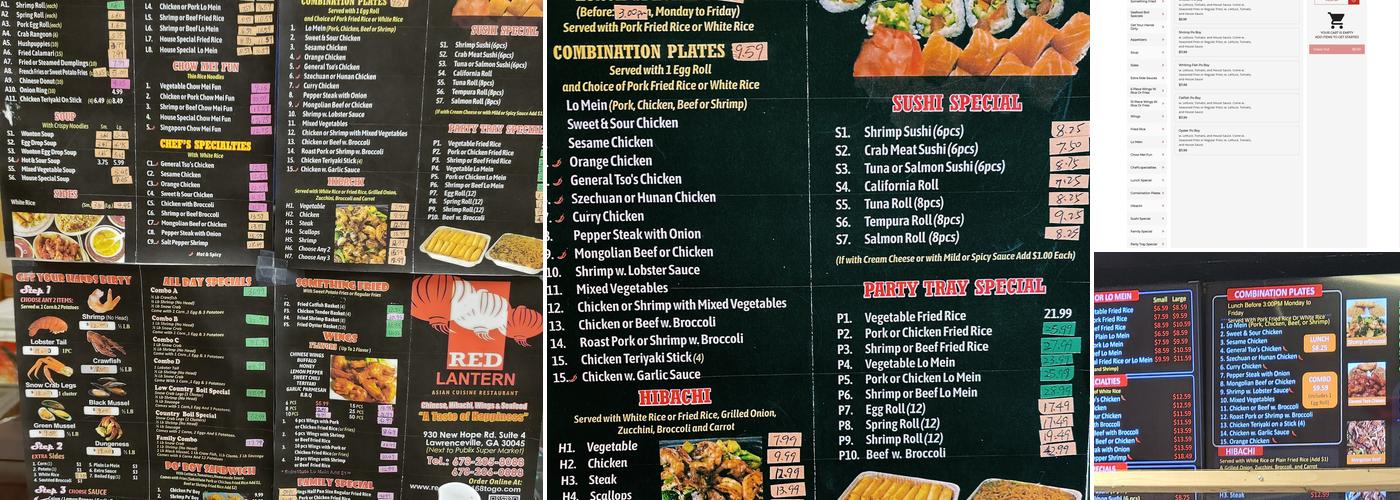 Red Lantern Menu