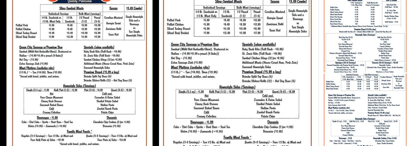 Bert's Quality Provisions Menu