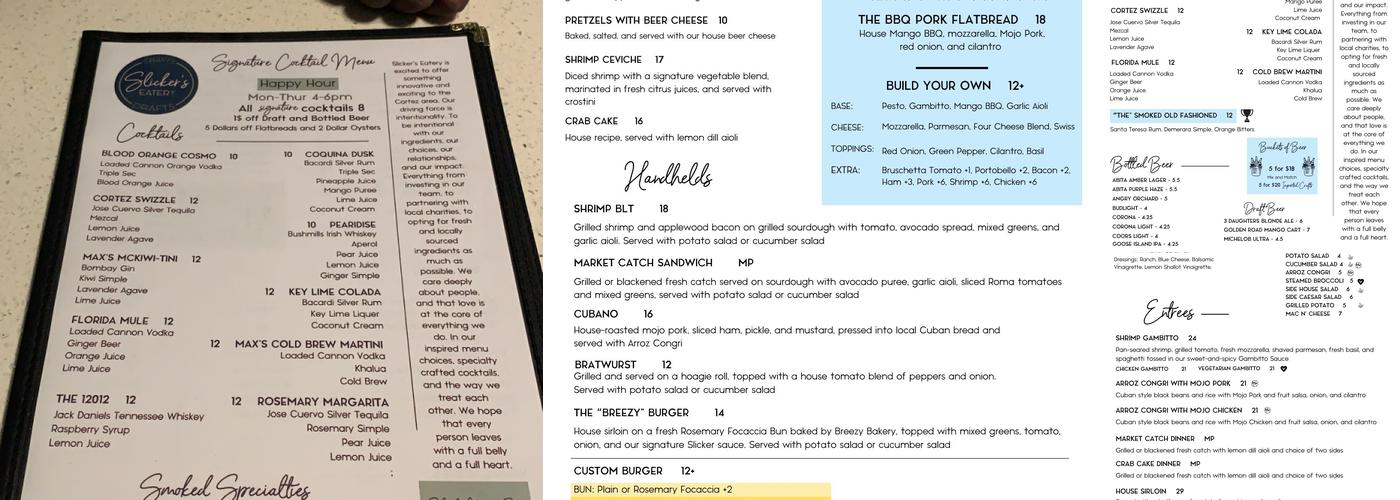 Slicker's Eatery Menu