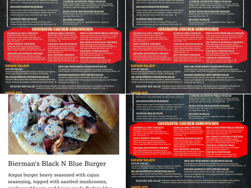Akron's Badass Burgers and Fried Chicken Menu