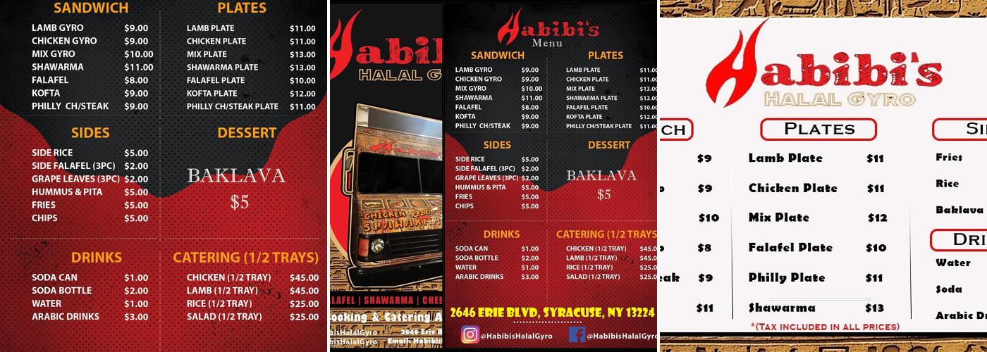 Habibi's Halal Gyro Menu