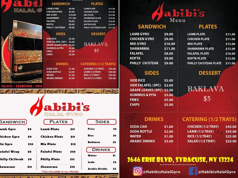 Habibi's Halal Gyro Menu