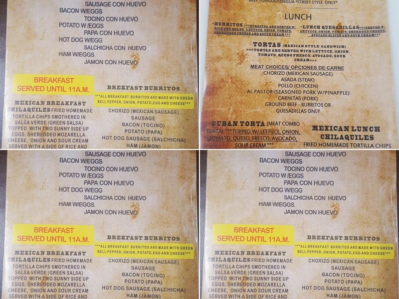 Taqueria La Diferencia Menu