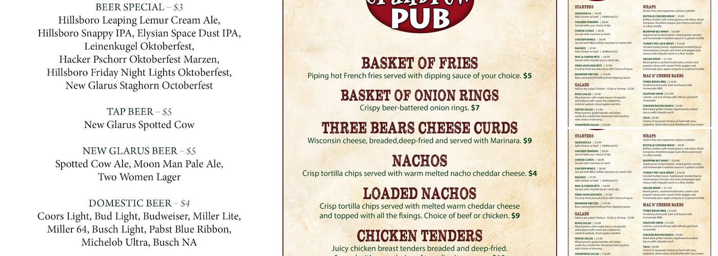 CranBrew Pub Menu
