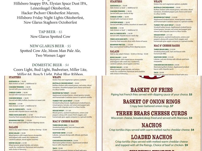 CranBrew Pub Menu