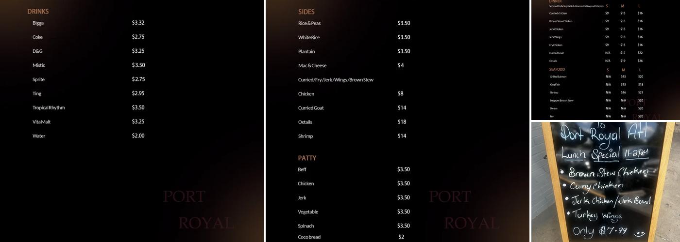 Port Royal Restaurant Menu