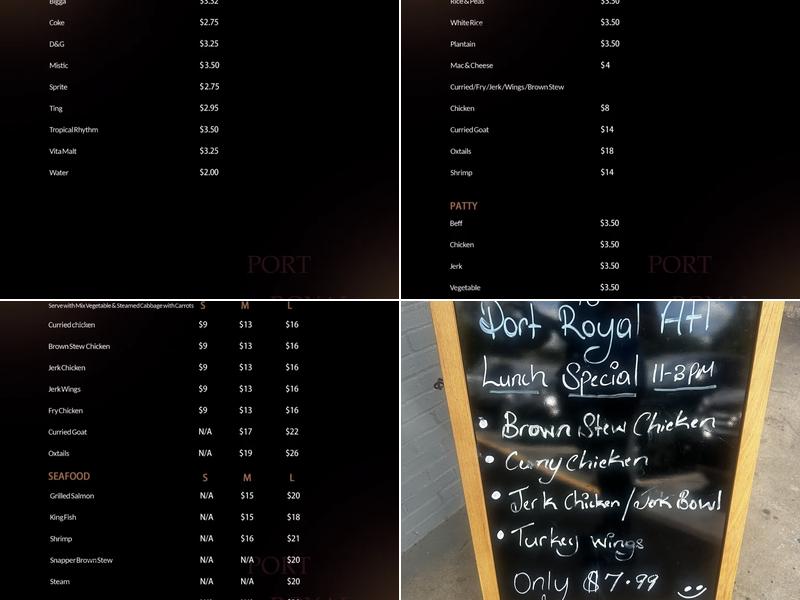 Port Royal Restaurant Menu