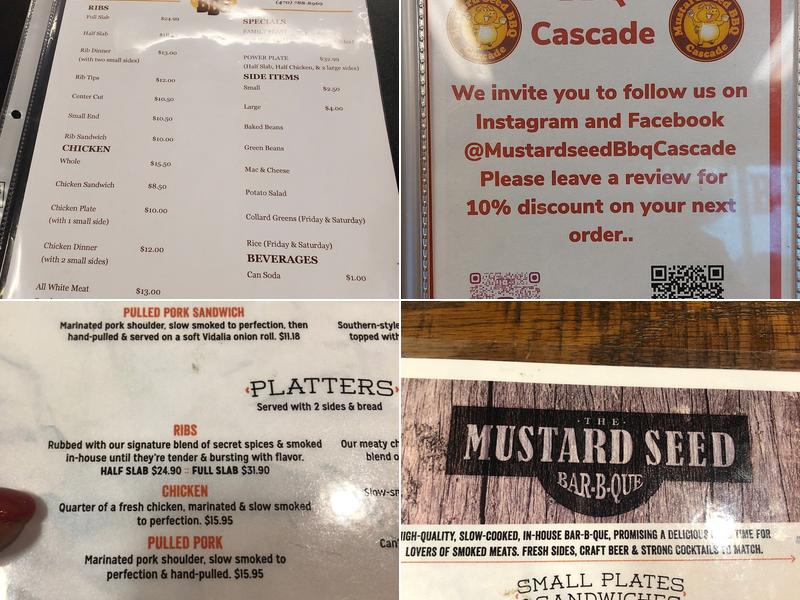 Mustard Seed BBQ Cascade Menu